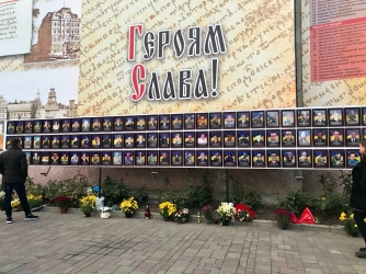The memorials on Shevchenko Square.